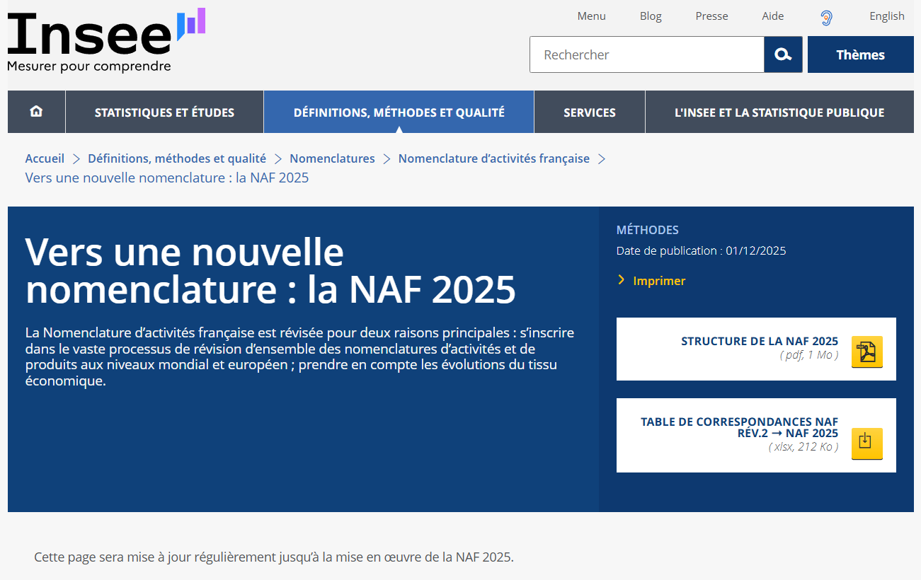 You are currently viewing 📌 FICHE PRATIQUE – Changement des codes APE au 1er janvier 2027